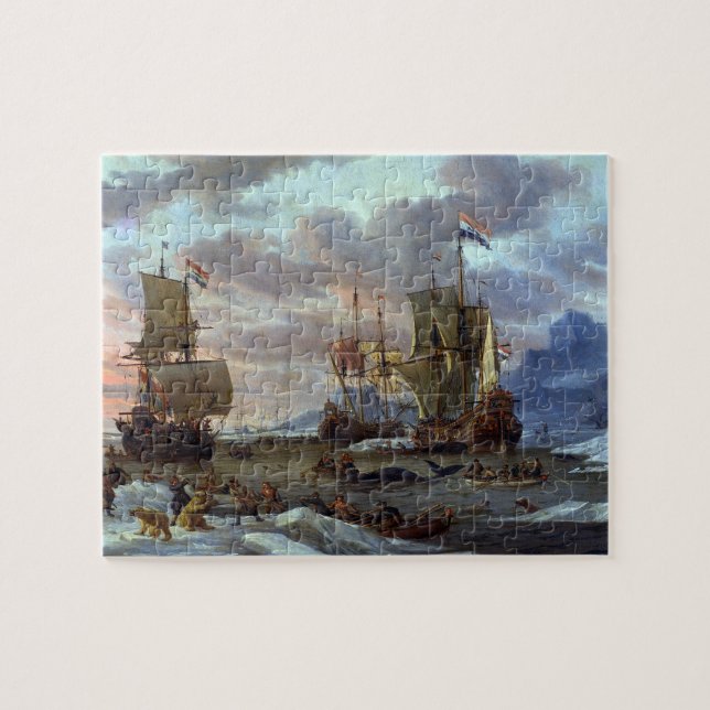Whaling Grounds Arctic Ocean Abraham Storck 1654 Jigsaw Puzzle (Horizontal)