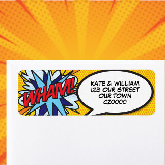WHAM Fun Retro Comic Book Pop Art Address Return Address Label