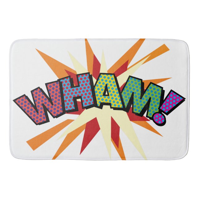 WHAM Fun Retro Comic Book Pop Art Bath Mat (Front)