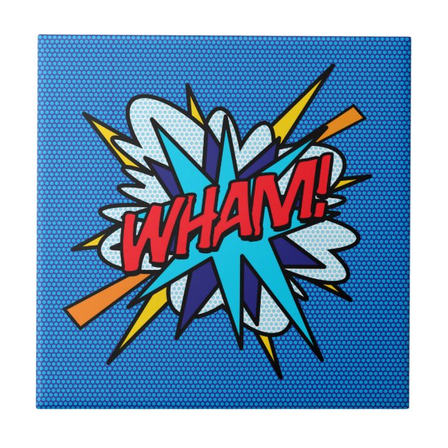 WHAM Fun Retro Comic Book Pop Art Ceramic Tile (Front)