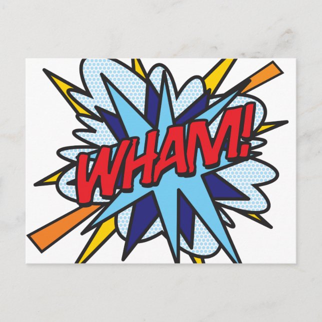 WHAM Fun Retro Comic Book Pop Art Postcard (Front)