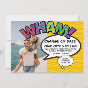 WHAM Photo Change of Date Postponed Comic Book Save The Date