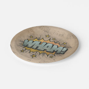 WHAM! Vintage Comic Book Steampunk Pop Art Paper Plate