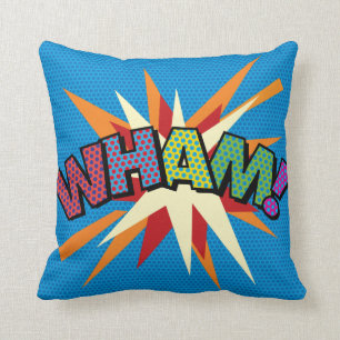 WHAM ZAP Funny Modern Cool Comic Book Pop Art Cushion