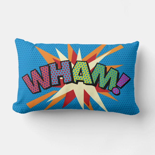 WHAM ZAP Funny Modern Cool Comic Book Pop Art Lumbar Cushion (Front)