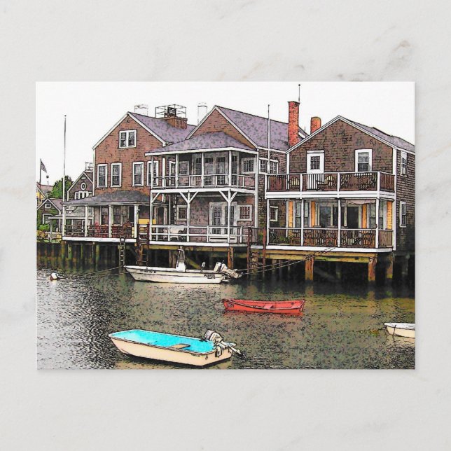 Wharf Cottages - VINTAGE LOOK Postcard (Front)