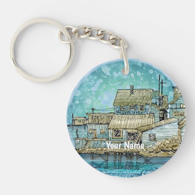 Wharf Scene  Key Ring (Front)