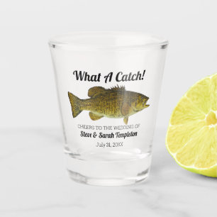 What a Catch Fishing Smallmouth Bass Wedding Favor Shot Glass