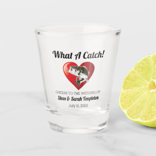 What a Catch Fishing Wedding Day Favor Bride Groom Shot Glass