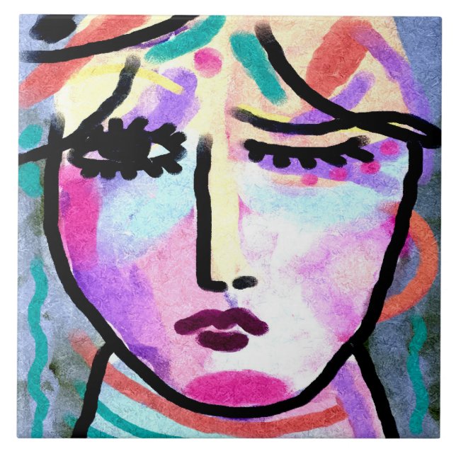 What a Day Abstract Digital Painting Ceramic Tile (Front)