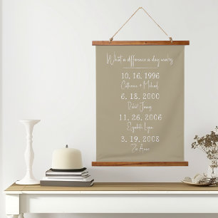 What a difference a day makes Custom Family Dates Hanging Tapestry