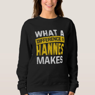 What A Difference A Hannes Makes Funny Name Hannes Sweatshirt