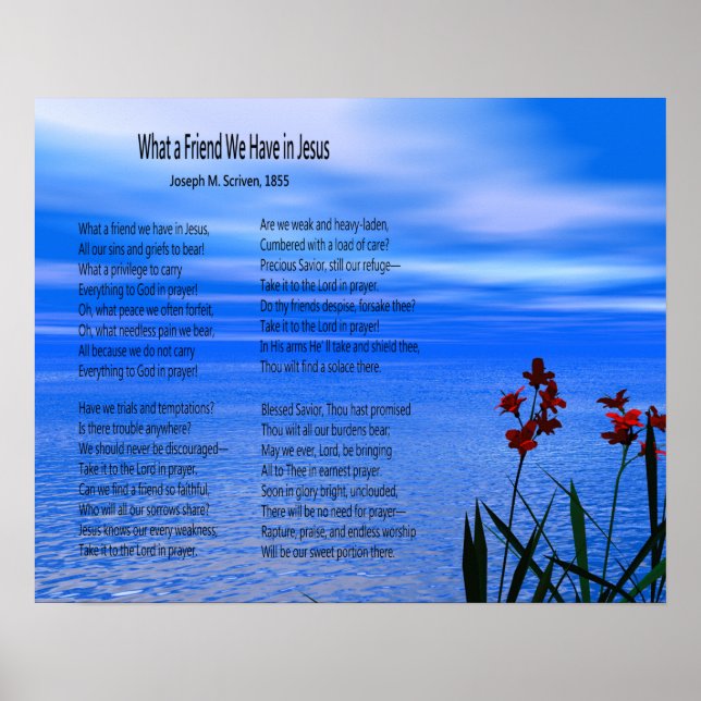 "What a Friend We Have in Jesus" Lyrics Poster (Front)