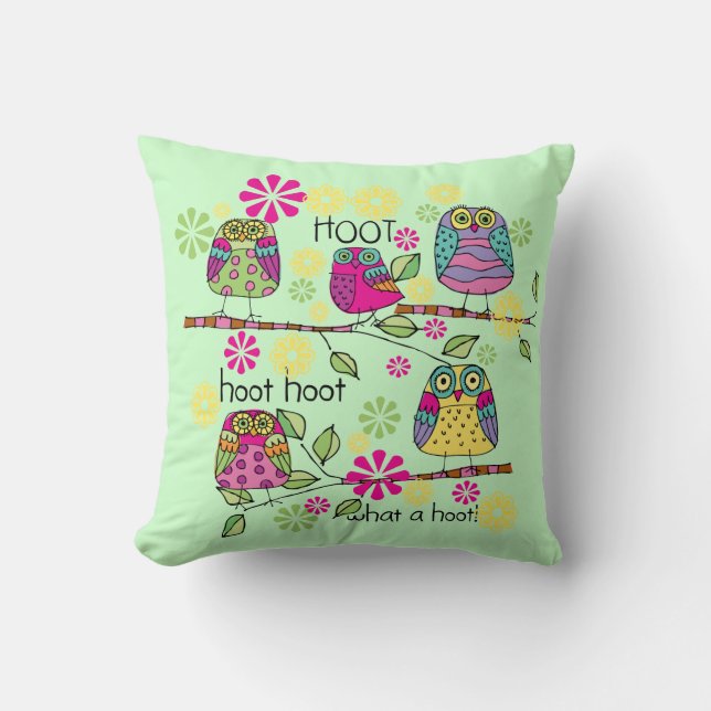 What a Hoot Owls Pillow (Front)