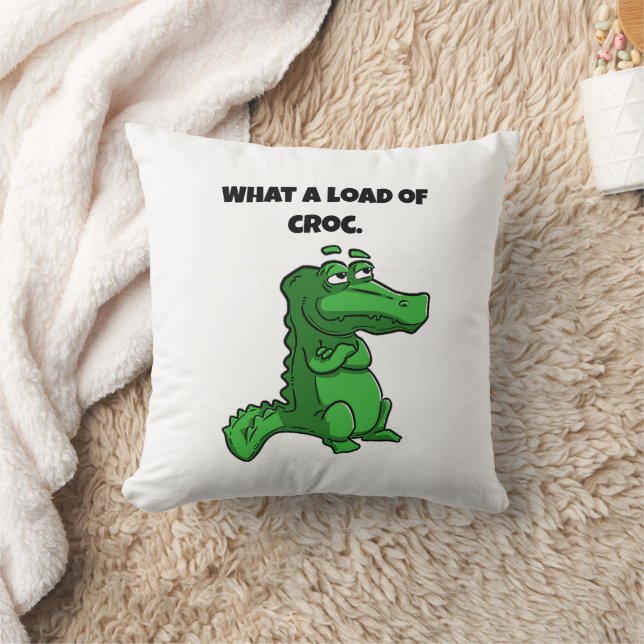 What a Load of Croc Funny Alligator Cartoon Cushion (Blanket)