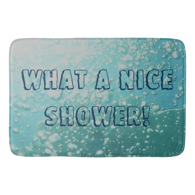 WHAT A NICE SHOWER Water Bubbles Design Cool Bath Mat (Front)