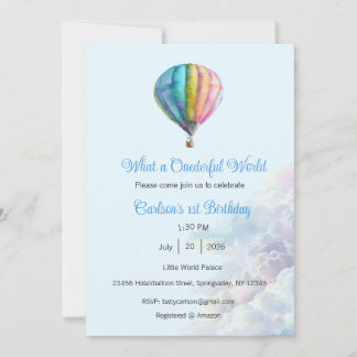 What a Onederful World Invitation, 1st Birthday Invitation