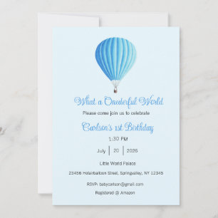 What a Onederful World Invitation, 1st Birthday Invitation