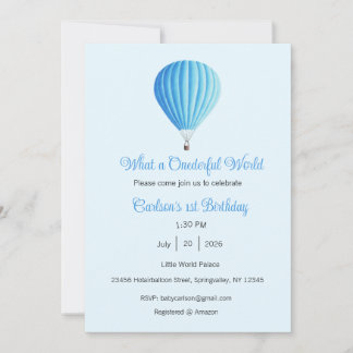 What a Onederful World Invitation, 1st Birthday Invitation