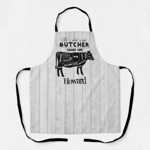 What a Real Butcher Looks Like Rustic Wood Effect Apron