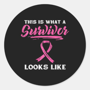 What A Survivor Looks Like Breast Cancer Awareness Classic Round Sticker