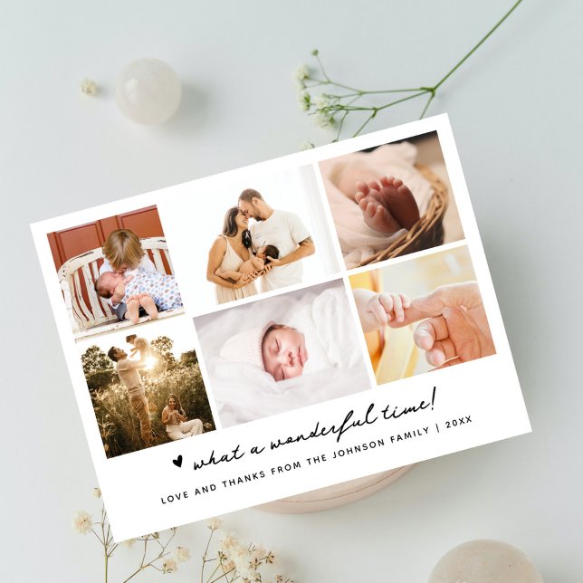 What a Wonderful Time Simple 6 Photo Thank You Postcard (Creator Uploaded)