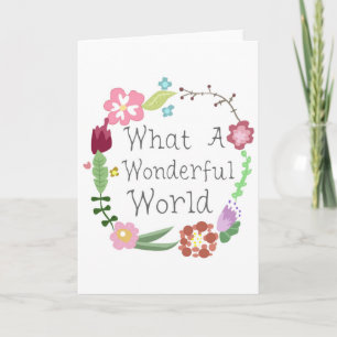 What A Wonderful World - Floral Wreath Holiday Card