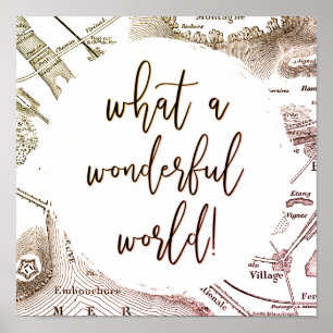 What A Wonderful World Vintage Travel Map Poster