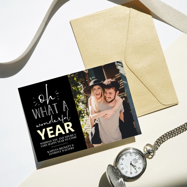 What A Wonderful Year | Happy New Year Photo Real Foil Holiday Card (Creator Uploaded)