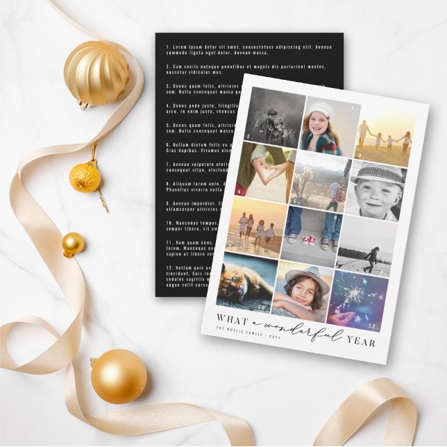 What A Wonderful Year In Review 12 Photo Collage Holiday Card (Creator Uploaded)