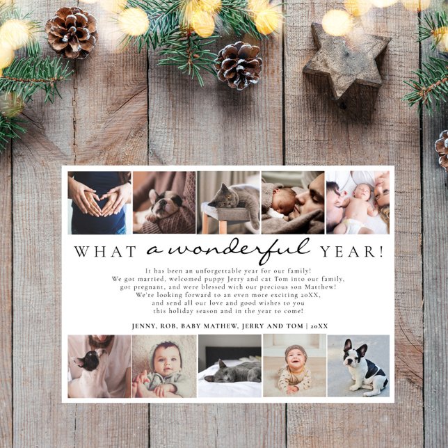 What a Wonderful Year in Review Photo Collage Holiday Card (Creator Uploaded)
