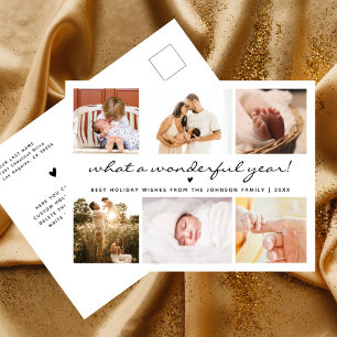 What a Wonderful Year Minimal 6 Photo Chic Holiday Postcard