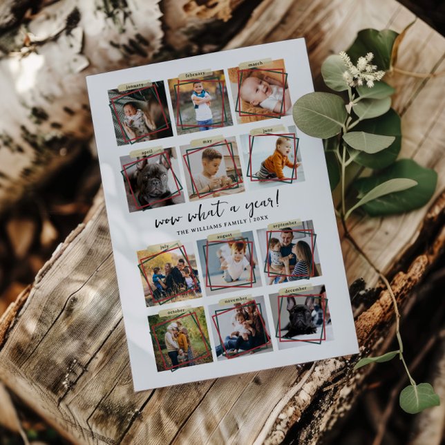 What A Year | 12 Photo Collage Christmas Holiday Card (Creator Uploaded)