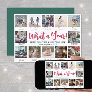 What a Year! 12 Photos & Captions Bright Modern Holiday Card