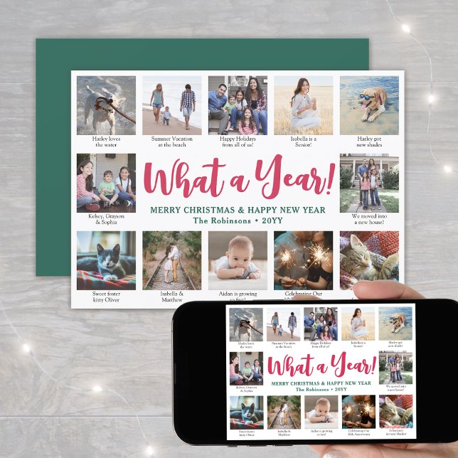 What a Year! 12 Photos & Captions Bright Modern Holiday Card (Creator Uploaded)