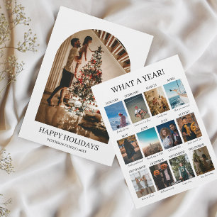 What a Year 12 Photos Christmas Minimalist Holiday Card
