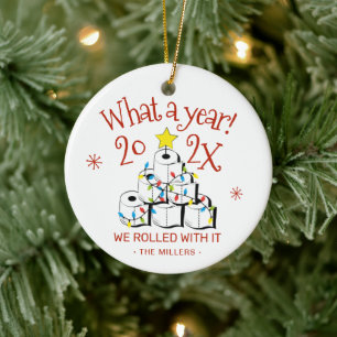 What A Year 2021 Christmas Quarantine Toilet Paper Ceramic Ornament
