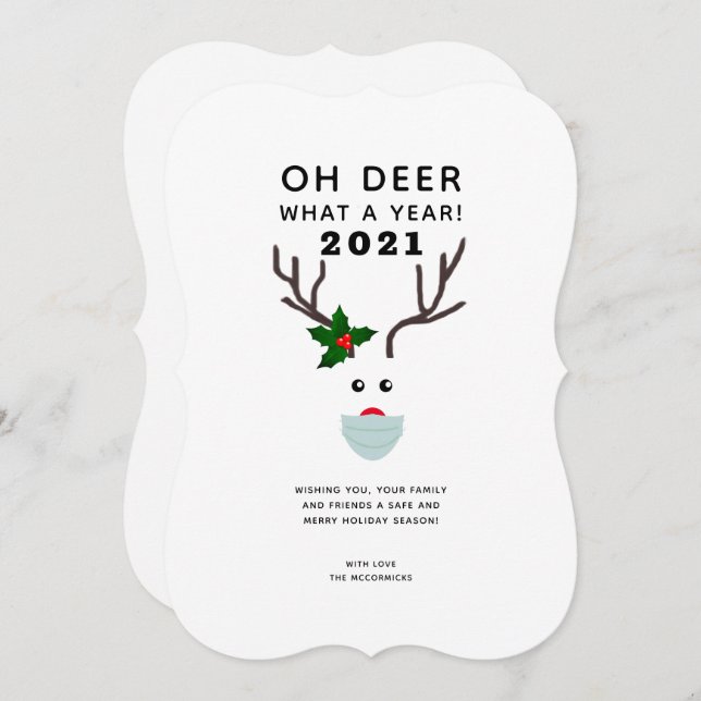 What A Year 2021 Funny Christmas Saying Reindeer (Front/Back)