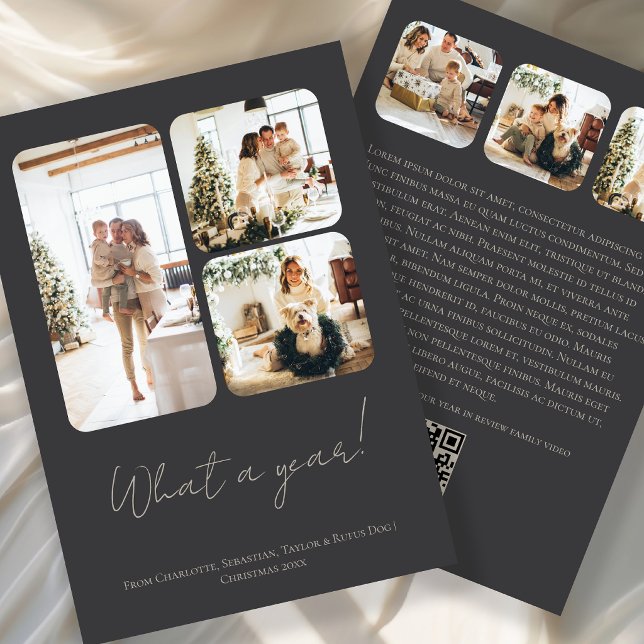 What a Year 6 Photo Text QR Code Personalised Holiday Card (What a Year 6 Photo Text QR Code Personalized Holiday Card by Ricaso. Interactive link to video etc)