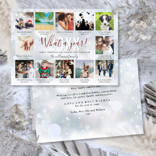 What A Year Captions 12 Photo Collage Snowflakes Holiday Card