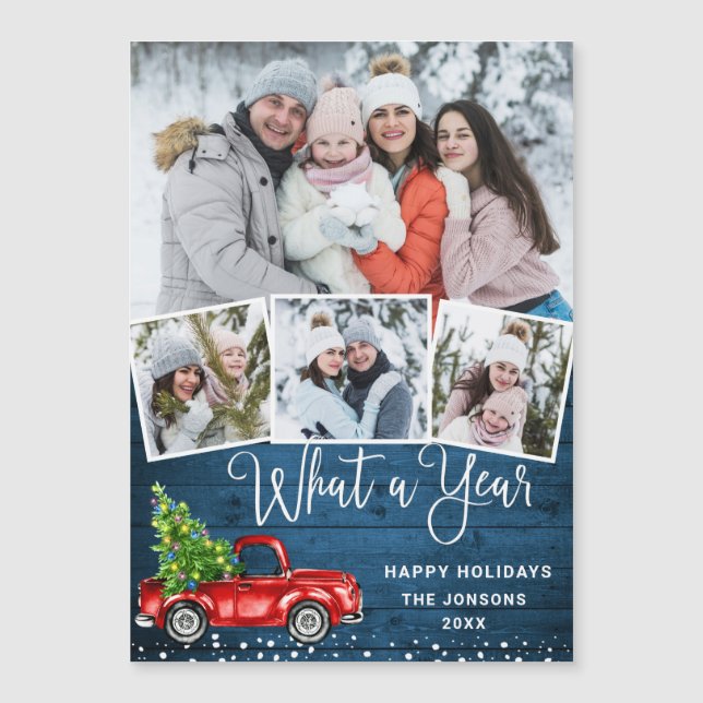 What a Year Christmas 4 PHOTO Magnetic Card (Front)