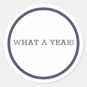 What A Year Christmas And New Year Classic Round Sticker