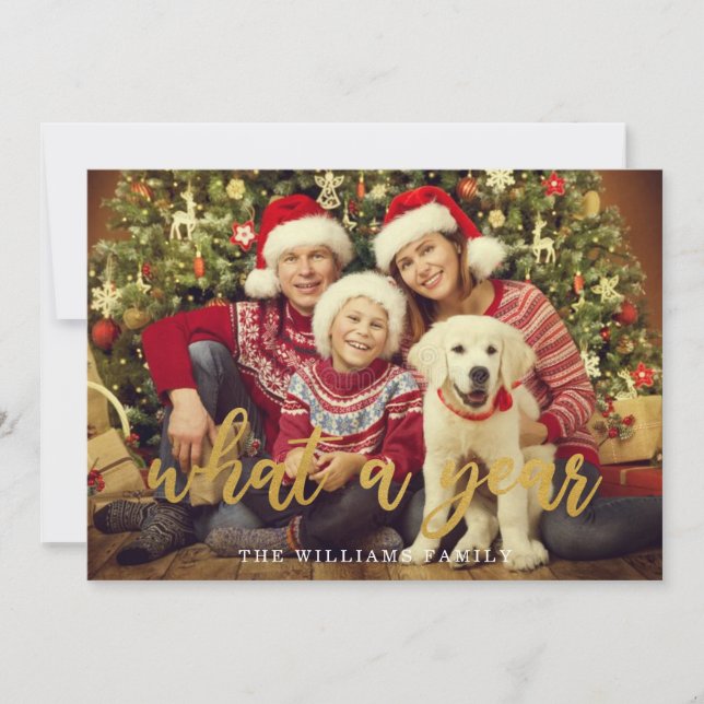 What a Year Christmas Family Photo Typography  Hol Holiday Card (Front)