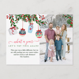 What a Year Christmas Photo Greeting Holiday Postcard