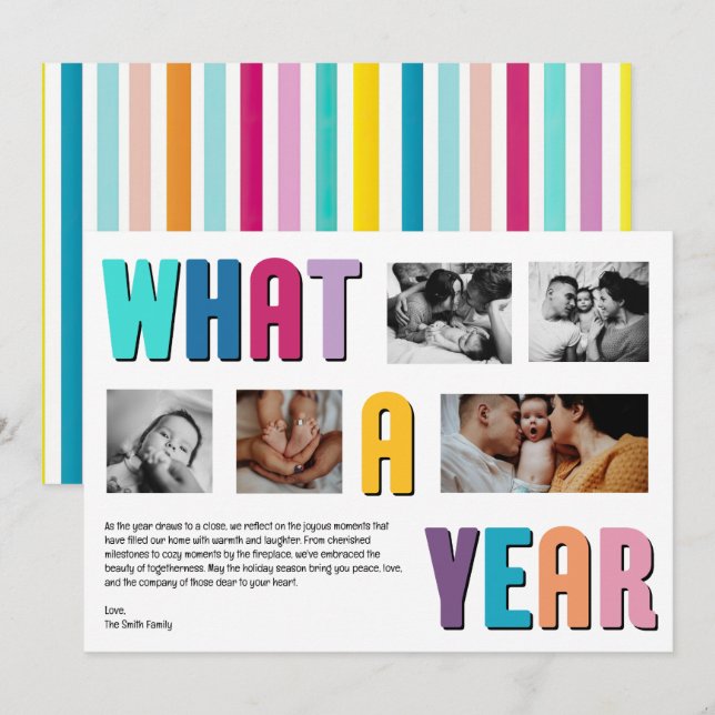 What a Year Colourful Memories Holiday Photo Card (Front/Back)