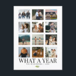 What A Year Family Photos Holiday Postcard<br><div class="desc">This holiday card shows 12 of your photos to recap your year for family and friends!</div>