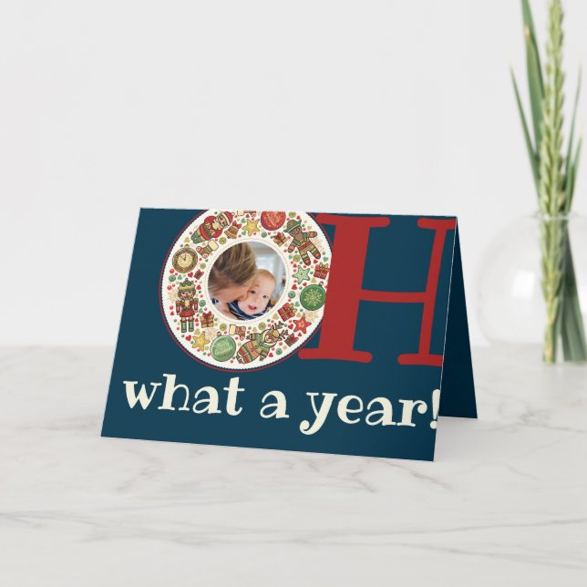 What A Year Farewell 2020 Blue Christmas Photo Card (Front)