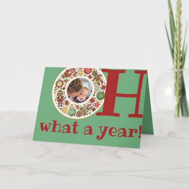 What A Year Farewell 2020 Green Christmas Photo Card (Front)
