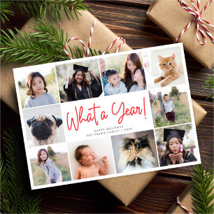 WHAT A YEAR! Fun Festive Modern 10 Photos New Year Holiday Card