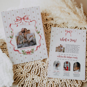 What A Year Grandmillennial Bow Wreath Photo Holiday Card